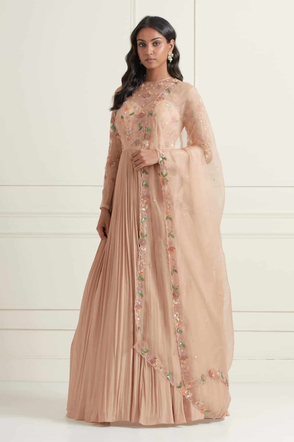 Ikshita Choudhary Hand Embroidered Yoke Anarkali With Dupatta
