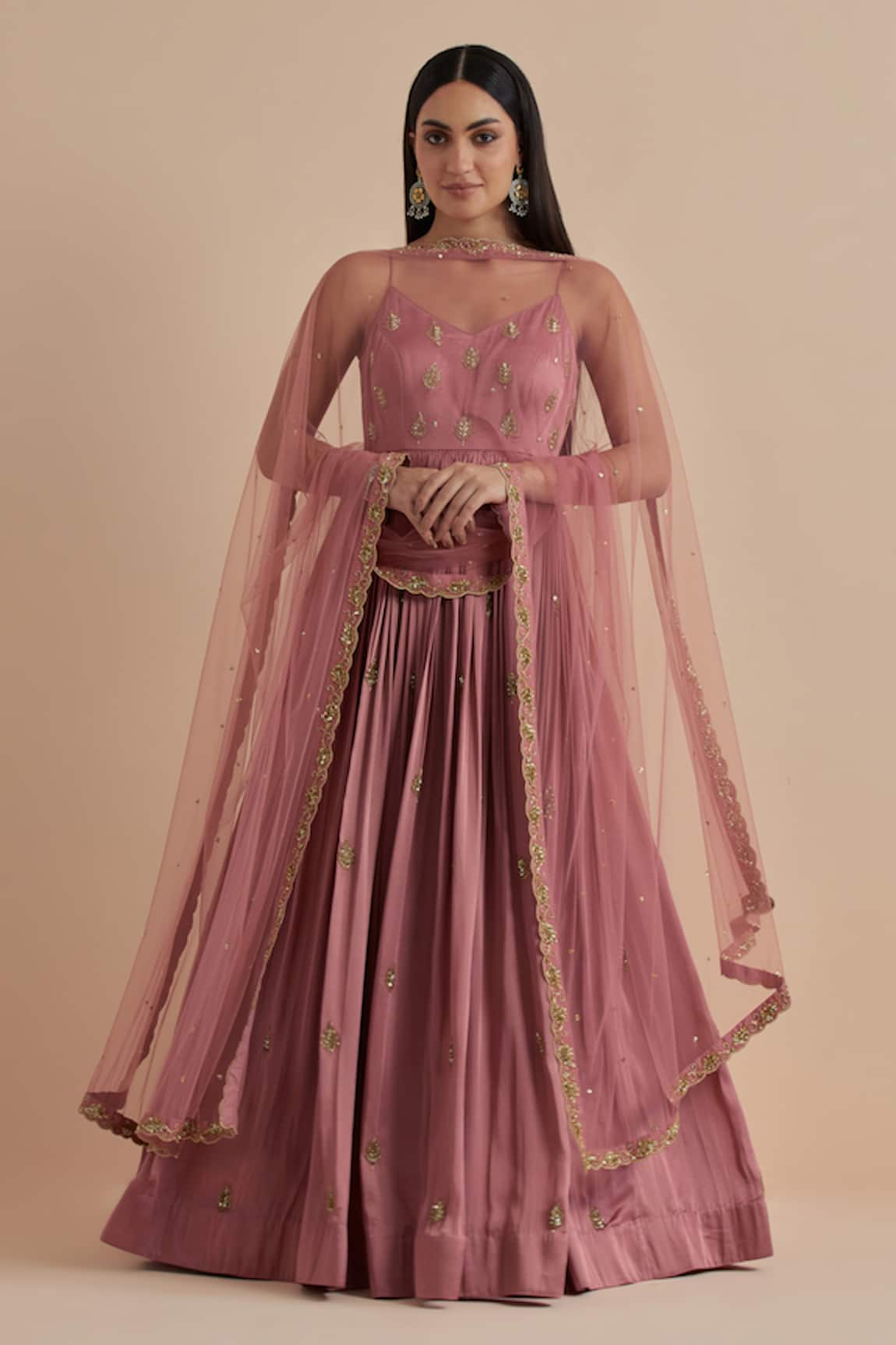 Ikshita Choudhary Leaf Embroidered Anarkali With Dupatta