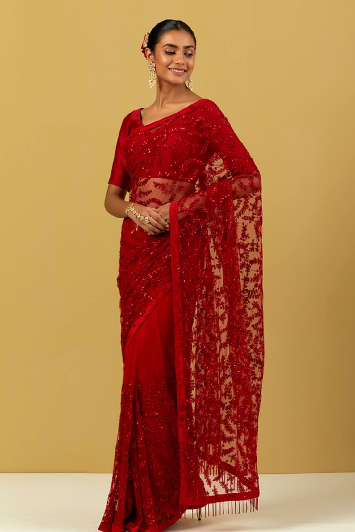 Ikshita Choudhary Sequin Embroidered Saree & Blouse Set