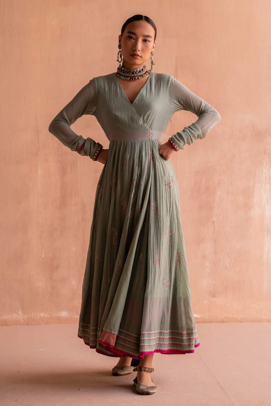 Swatti Kapoor Jaya Chanderi Hand Block Print Anarkali