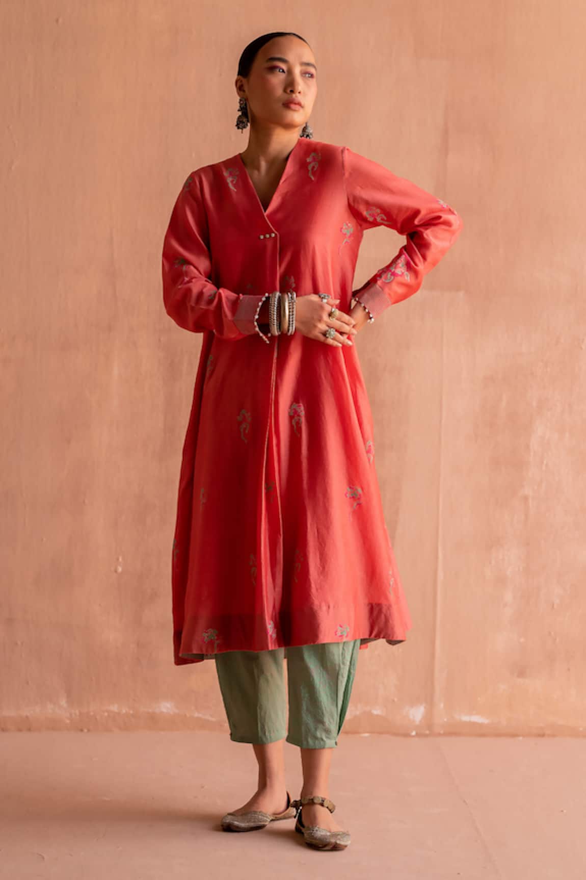 Swatti Kapoor Rakhi Chanderi Block Print Kurta