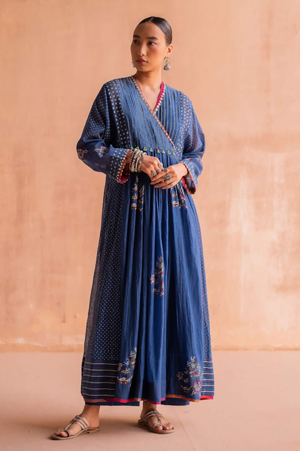 Swatti Kapoor Pleated Polka Dot Bead Embroidered Anarkali