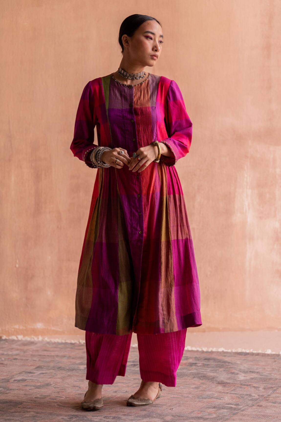 Swatti Kapoor Rohini Checkered Handwoven Kurta