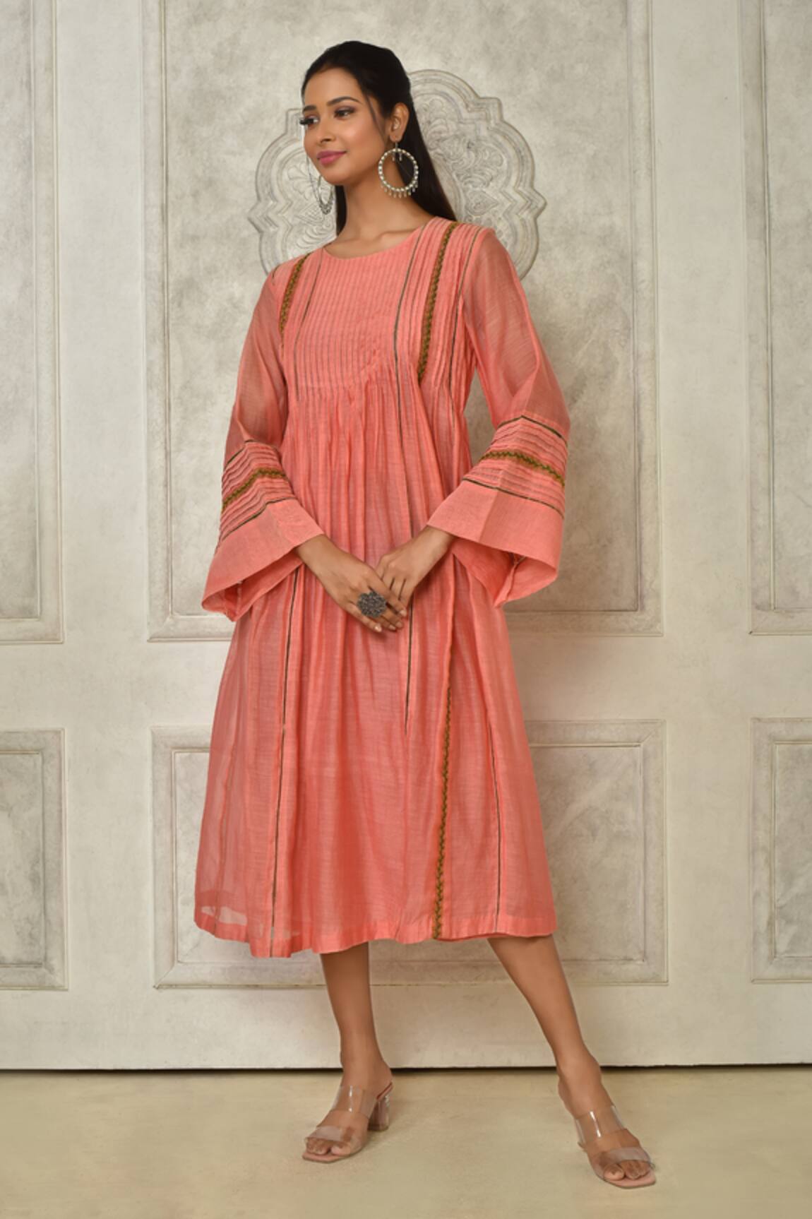 Samyukta Singhania Silk Chanderi Pleated Bodice Dress