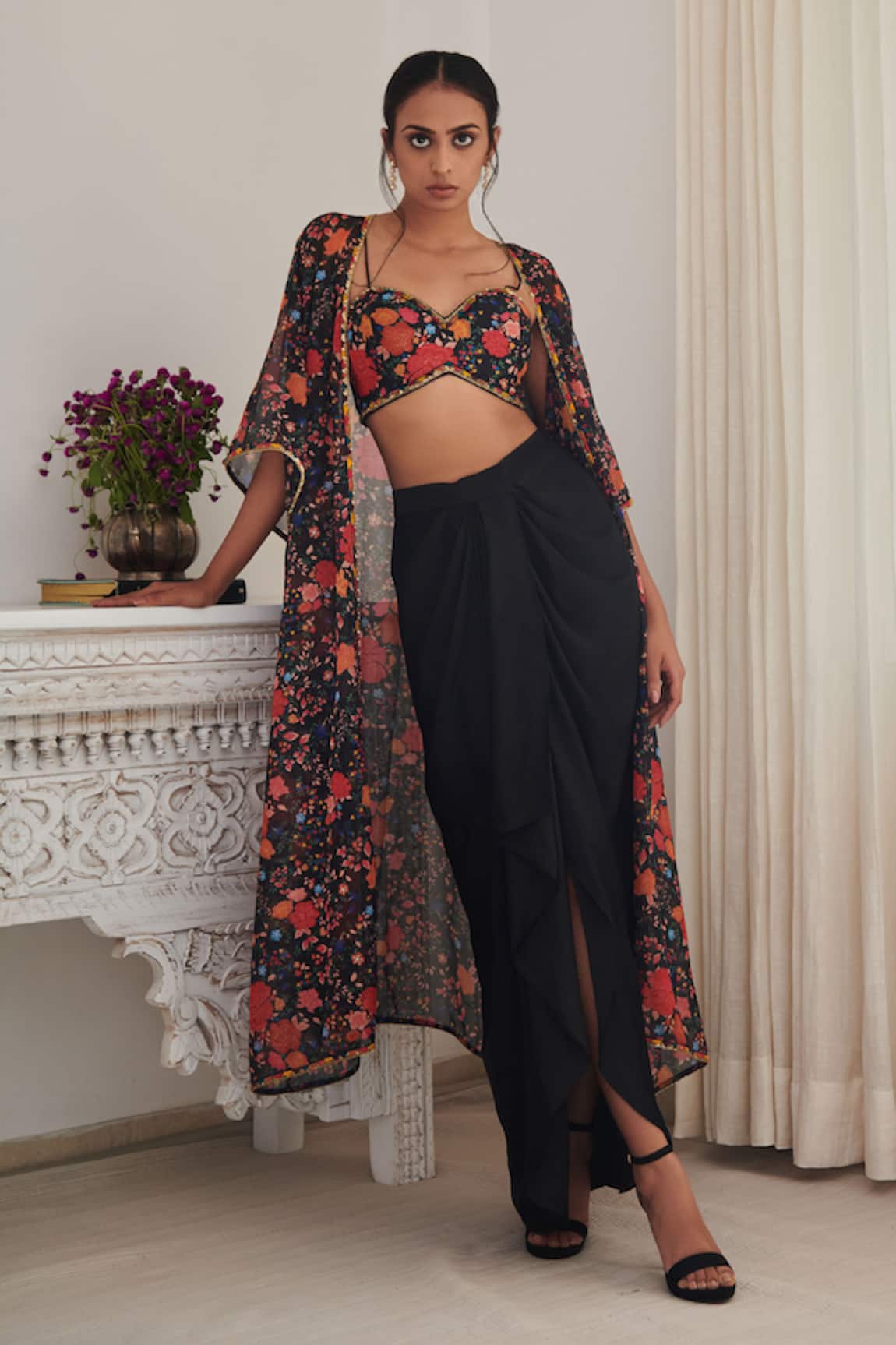 Shasha Gaba Floral Embroidered Skirt Set