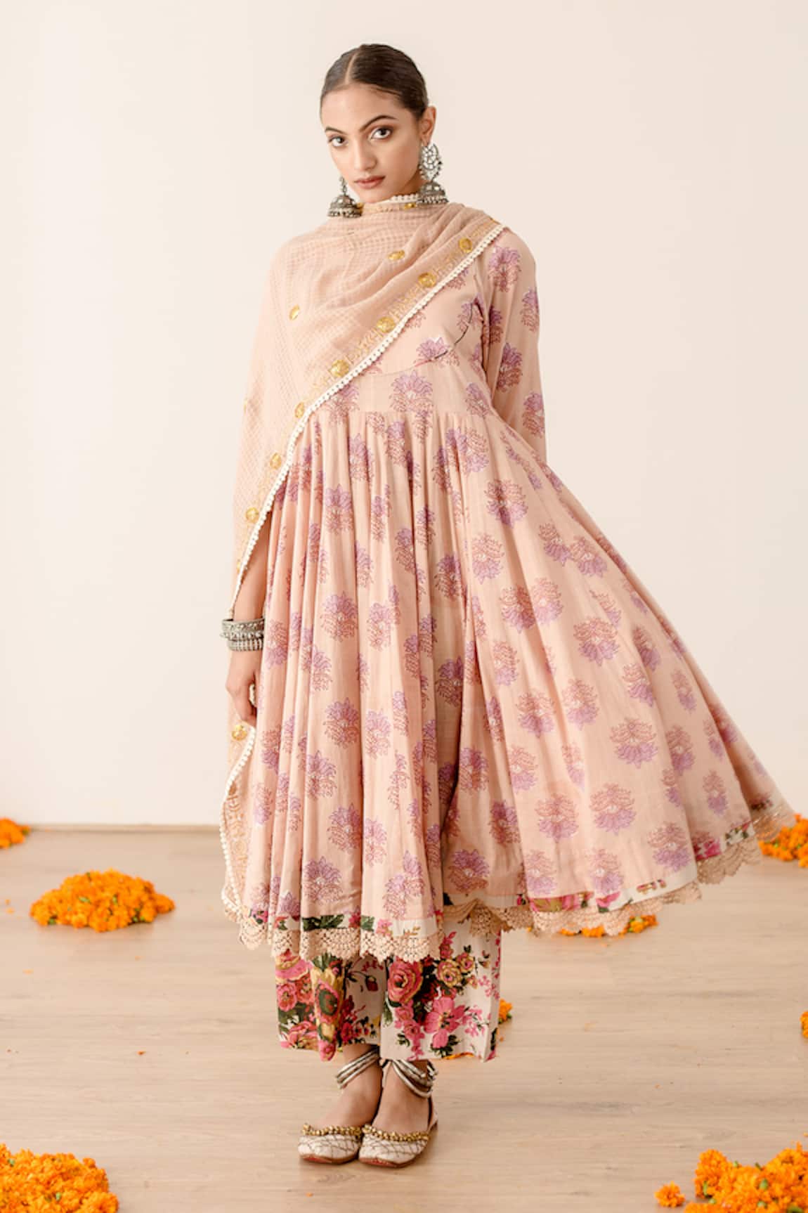Gulabo Jaipur Roshan Flower Print Anarkali Pant Set