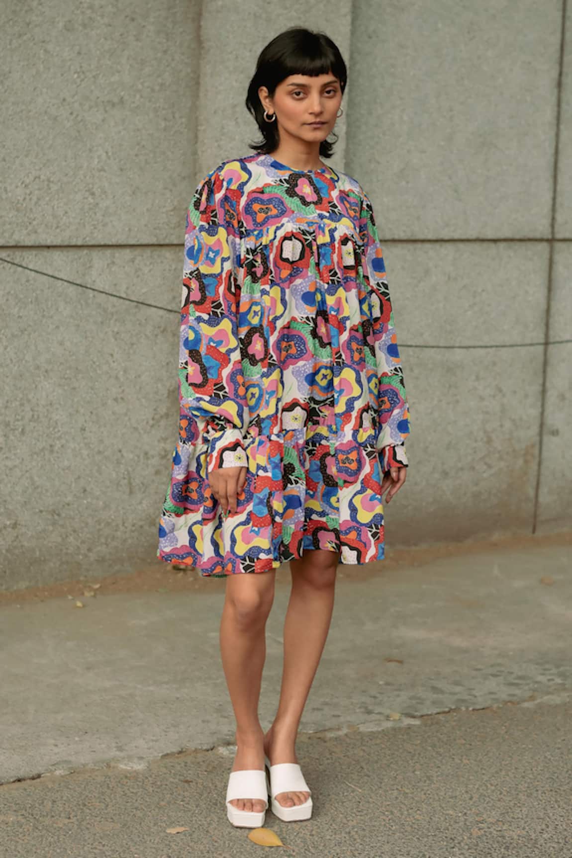 Forty Four Satin Silk Abstract Print Dress