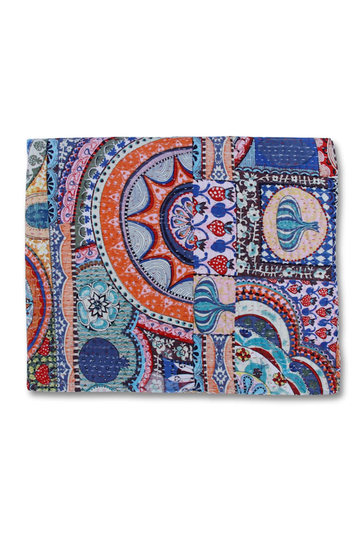 CocoBee Cotton Kantha Stitchline Embroidered Bedspread