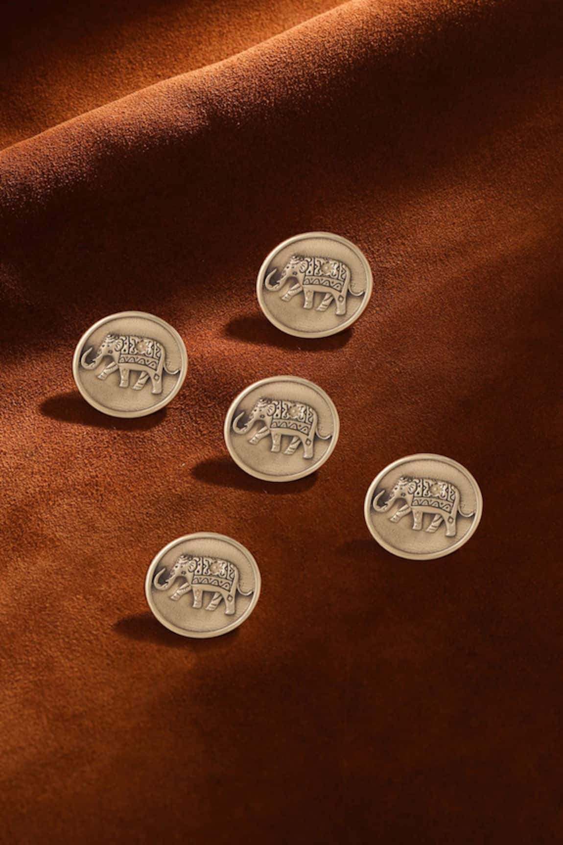 Cosa Nostraa Royal Elephant Carved Buttons - Set of 5 
