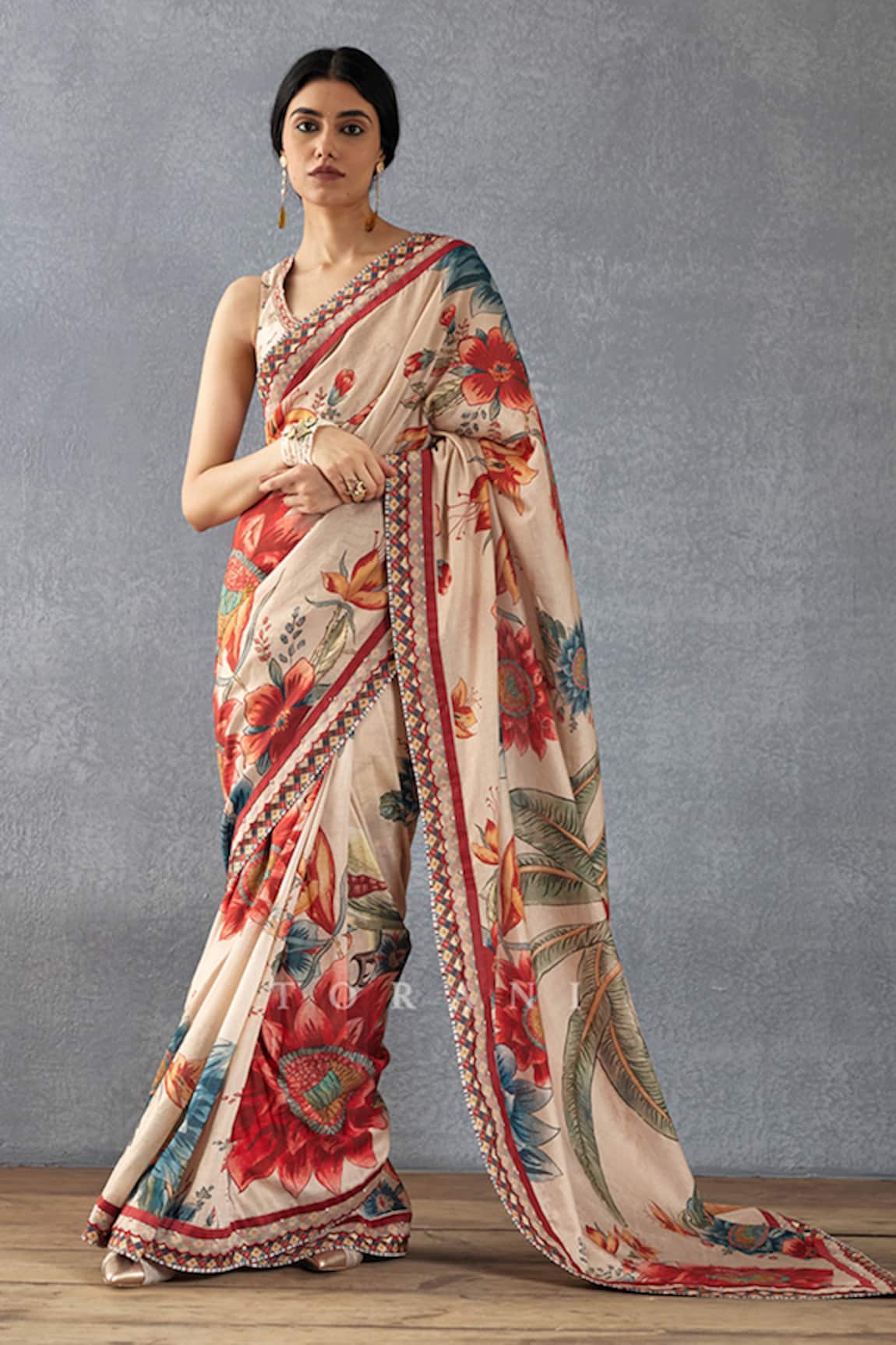 Torani Badami Falak Printed Saree With Blouse