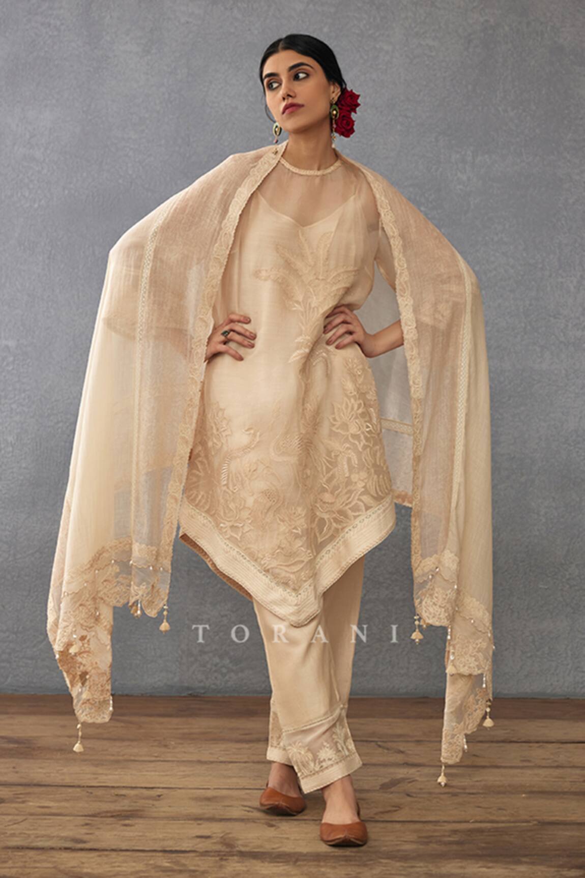 Torani Mradu Sharbati Dori Work Kaftan Pant Set