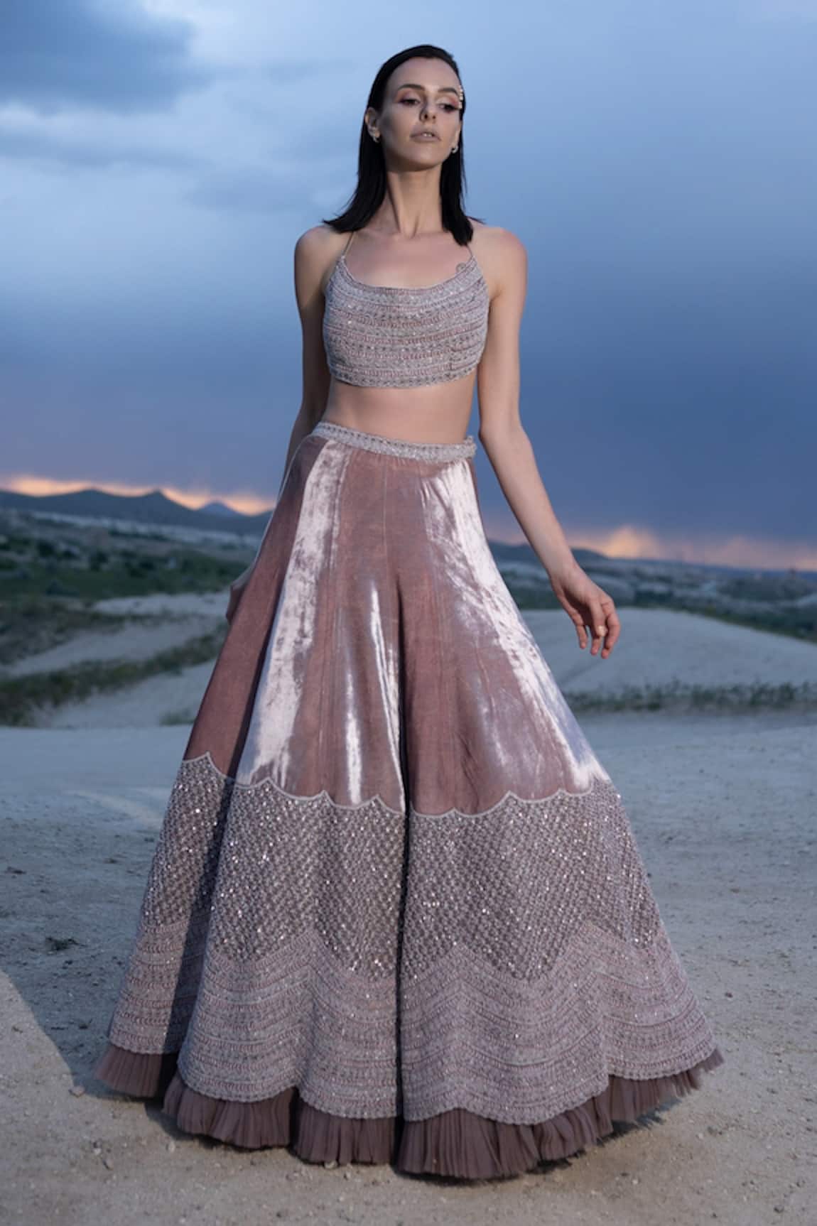 COUTURE BY NIHARIKA Placement Hand Embroidered Lehenga Set