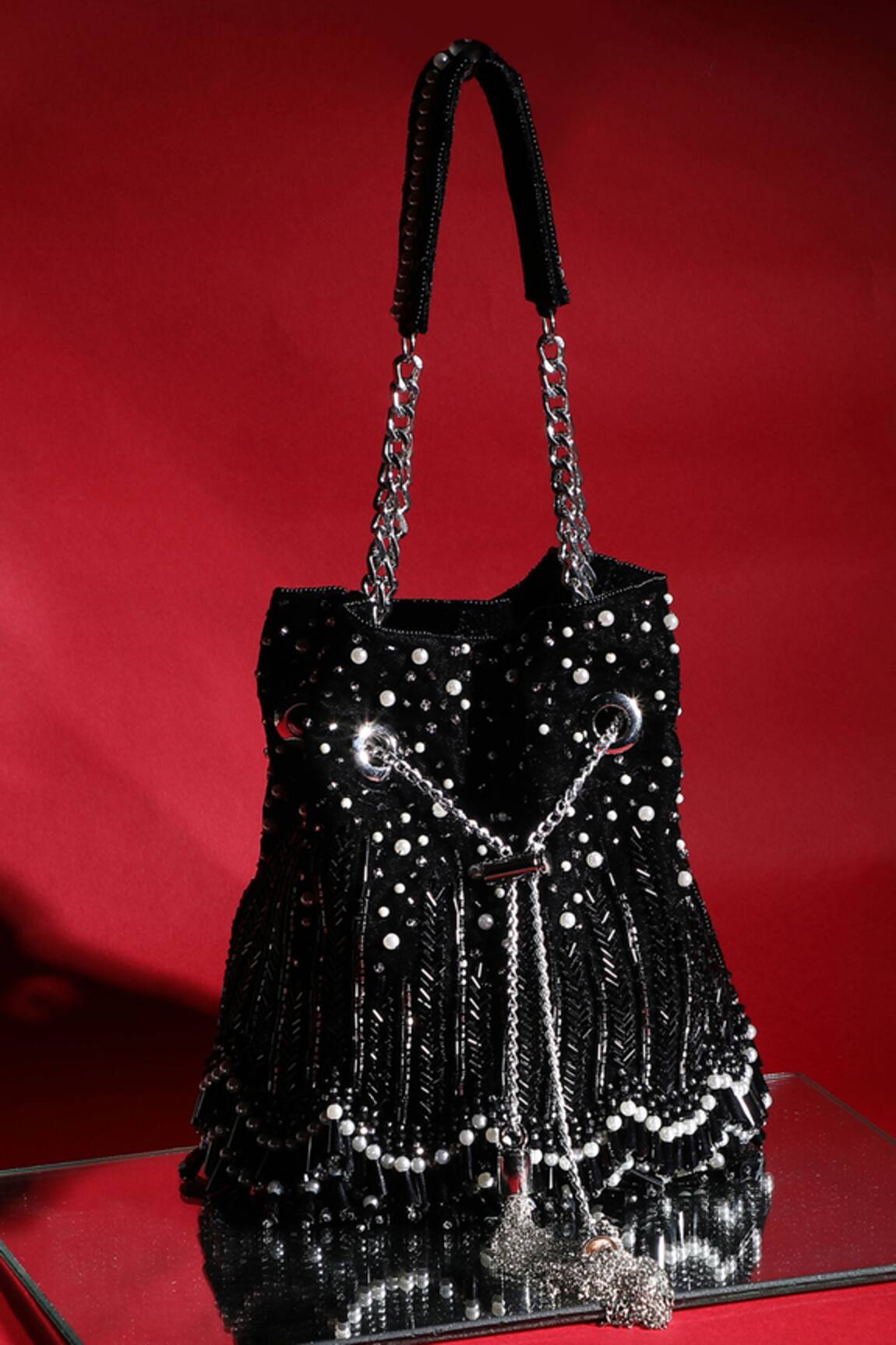 La Regale, Bags, La Regale New Black Beaded Velvet Purse