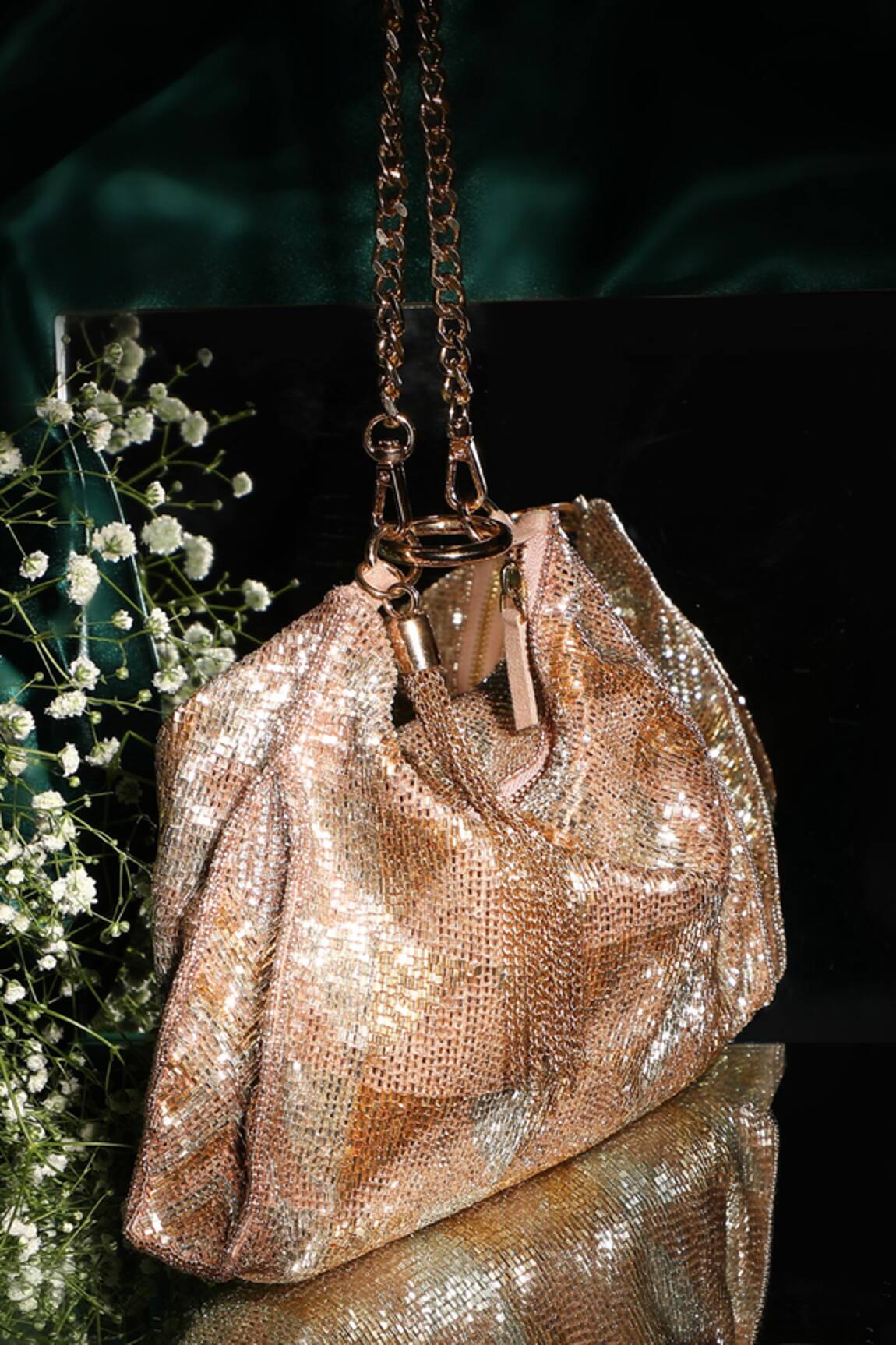 RICAMMO Three Tone Crystal Embellished Hobo Bag