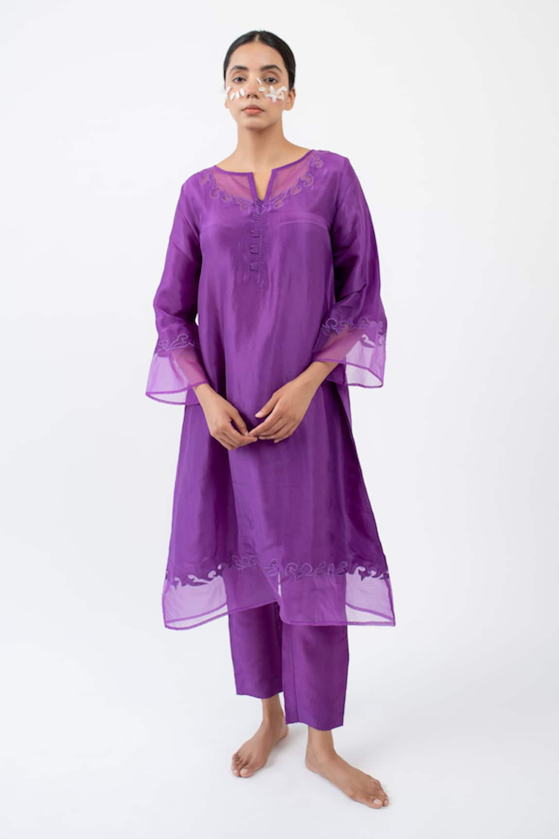 Avaasya Jaipur Upada Silk Appliqued Kurta & Pant Set