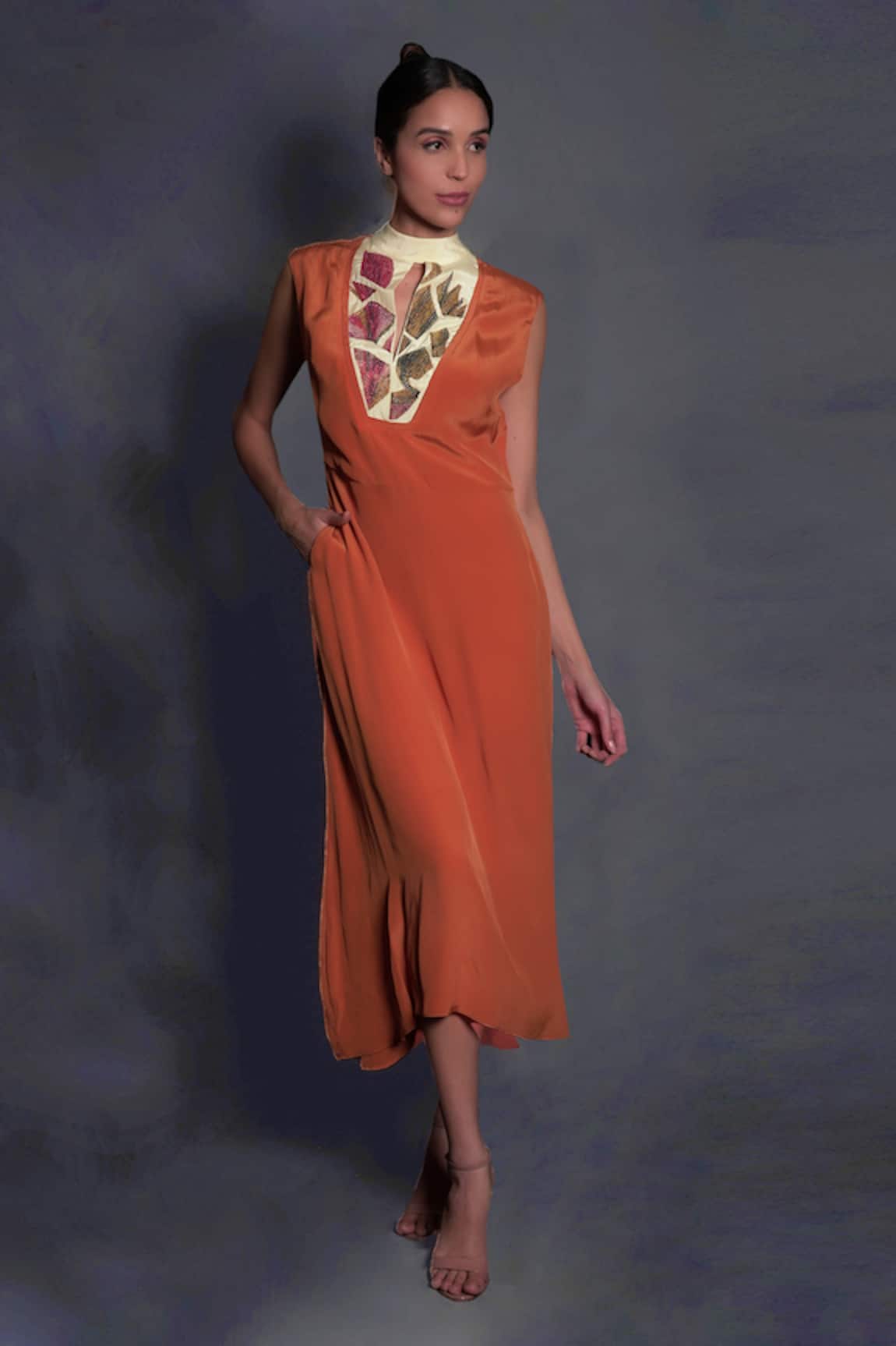 Seesa Applique Embroidered Yoke Dress