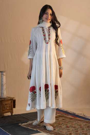 Nazar By Indu Cotton Embroidered Anarkali Set 
