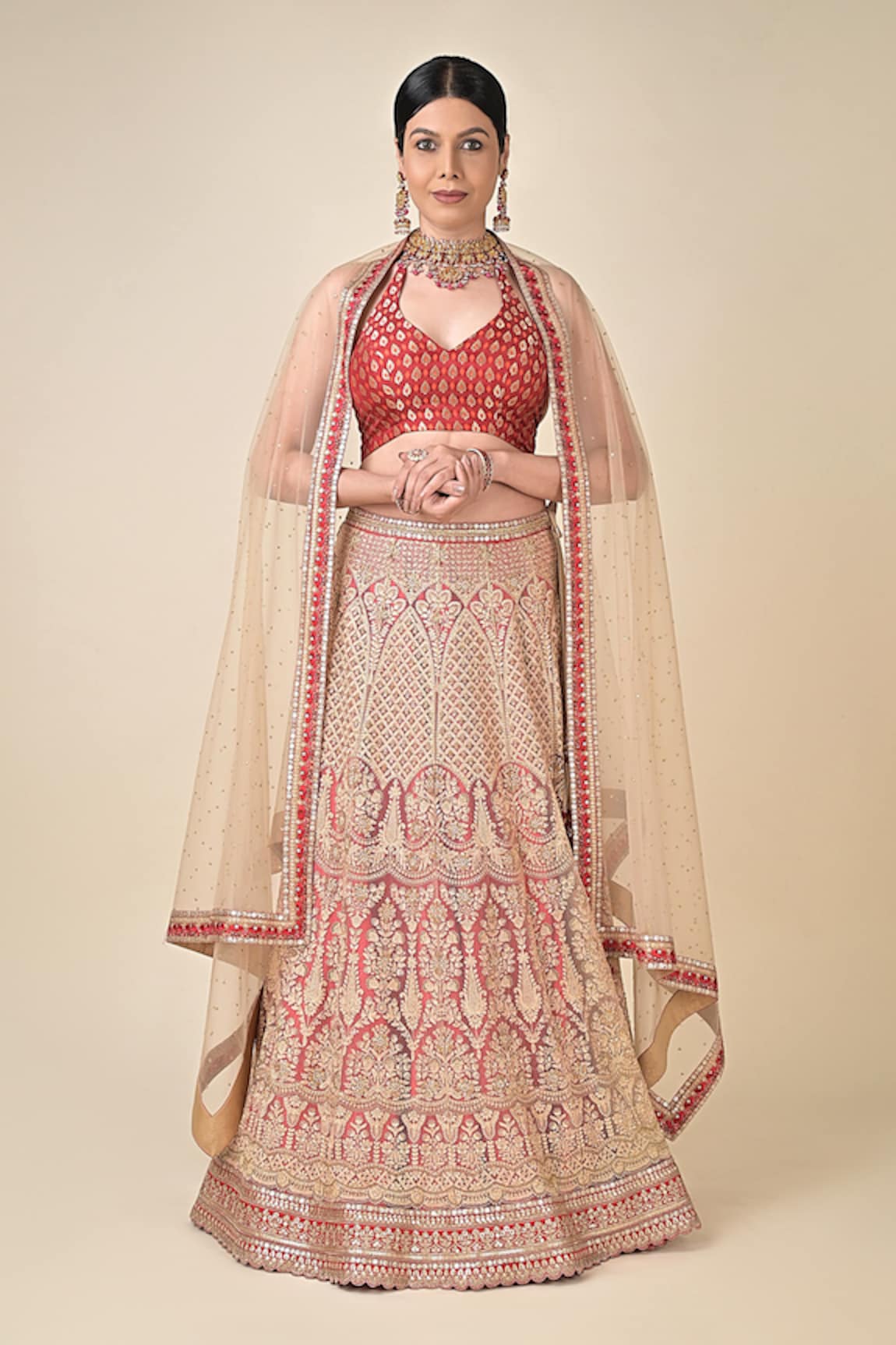 Kavita D Embroidered Bridal Lehenga Set With Unstitched Blouse