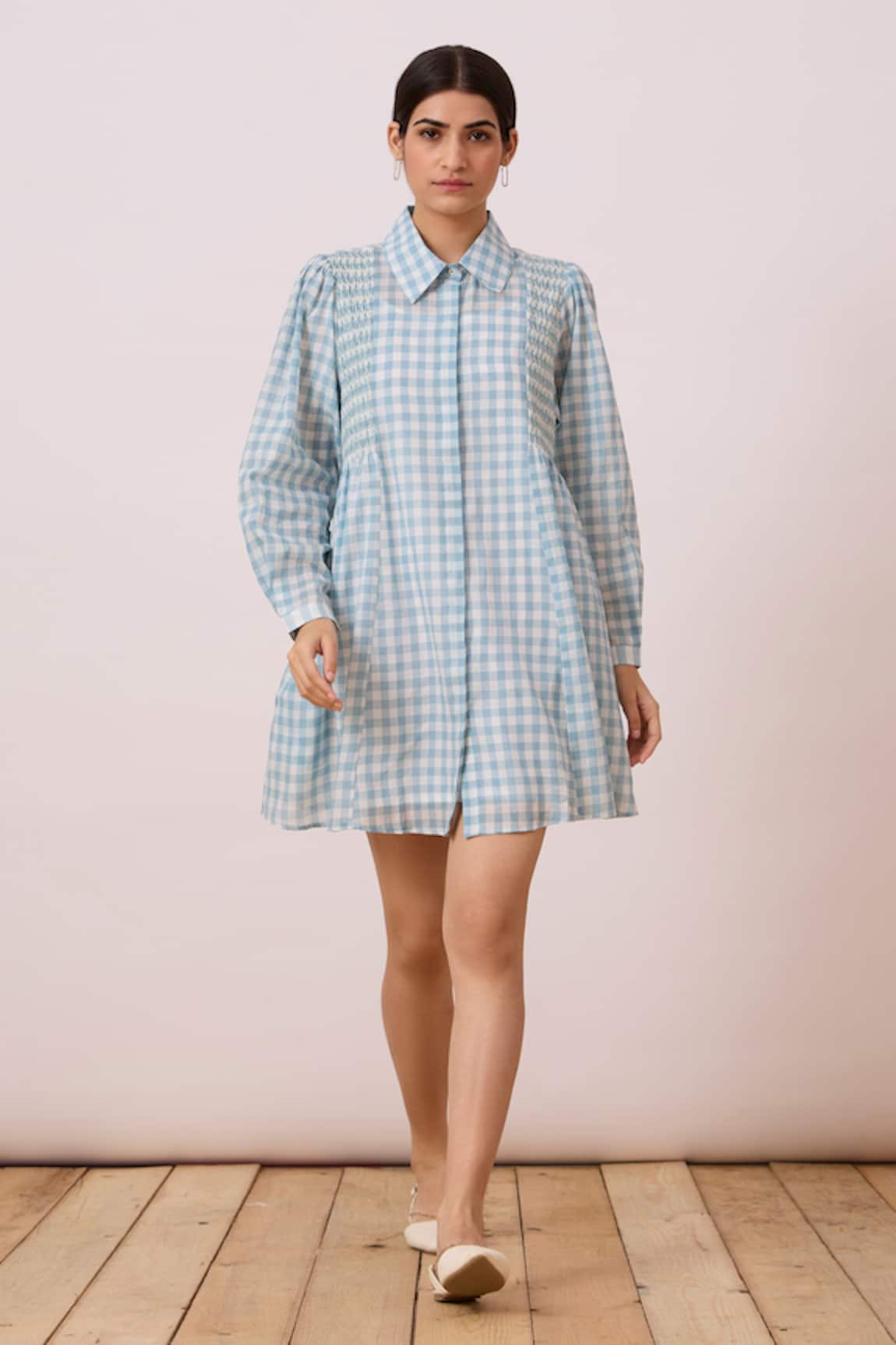 The Summer House Aponi Checkered Shirt Dress