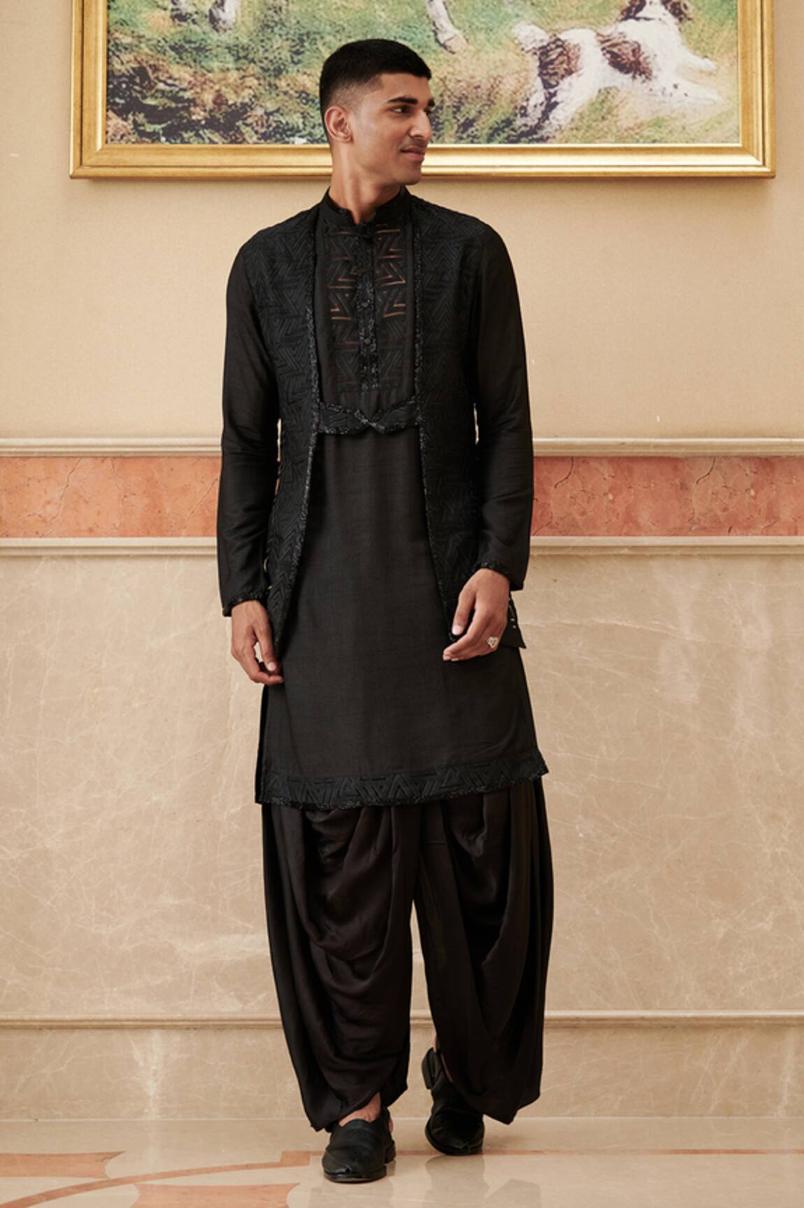 Philocaly Marvel Silk Embroidered Panelled Kurta