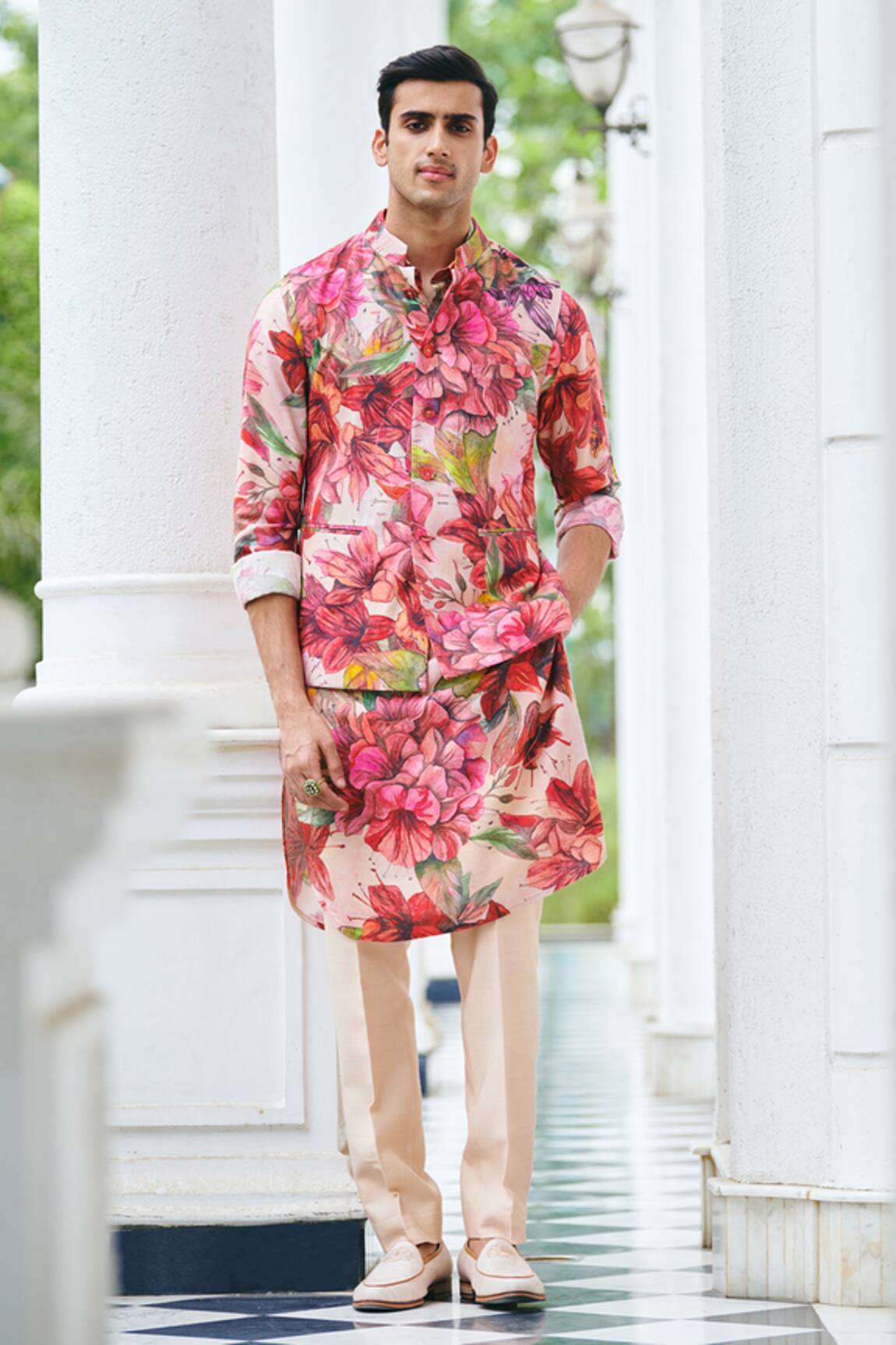 Philocaly Rhodo Silk Floral Print Bundi