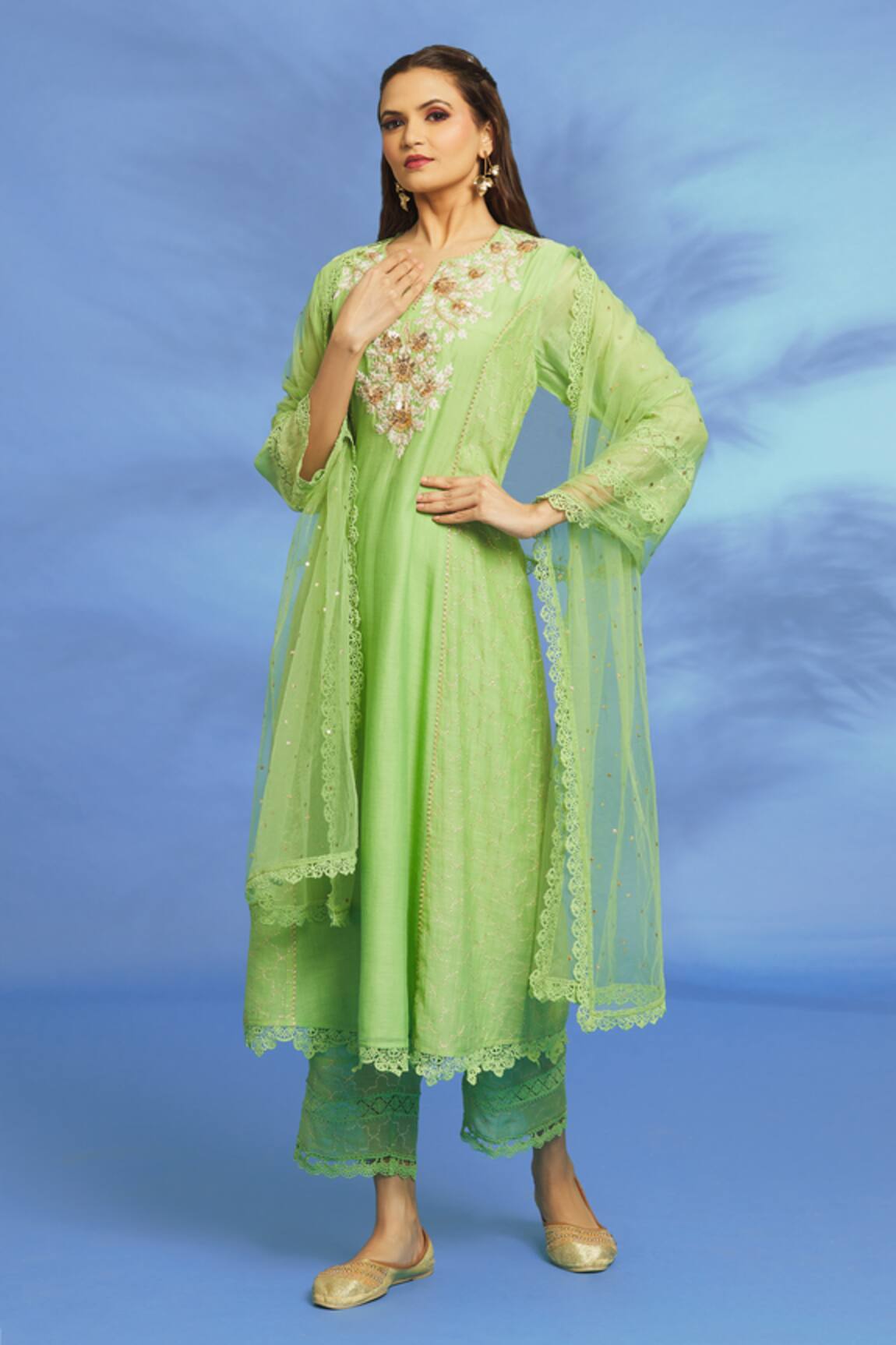 OMI Hand Embroidered Anarkali Set 