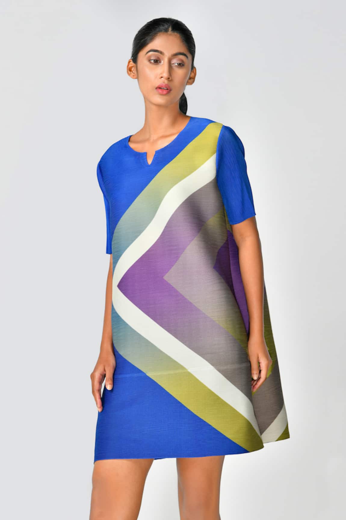 Crimp Geometric Print Dress