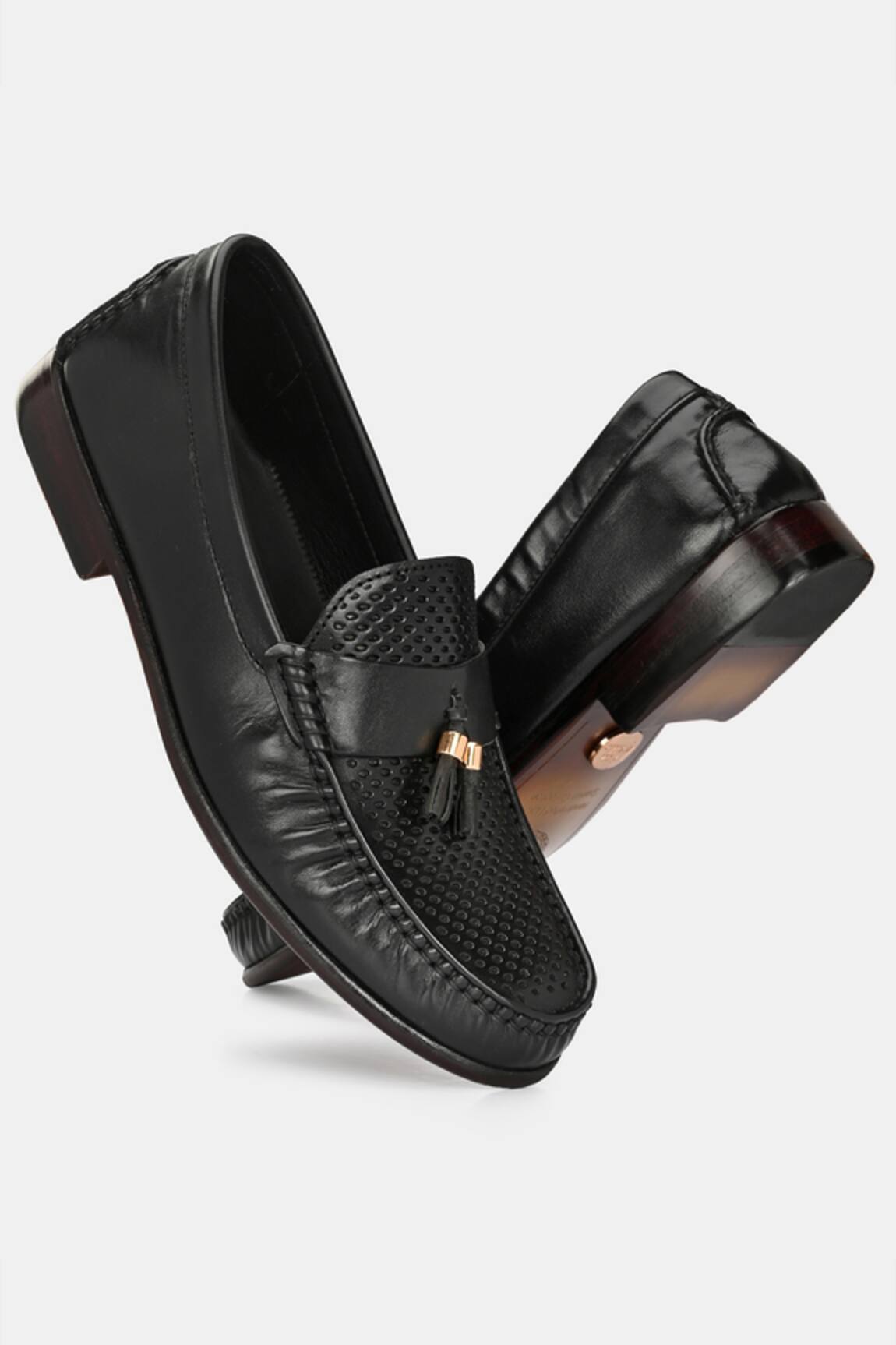 Lafattio Perforated Leather Loafers 