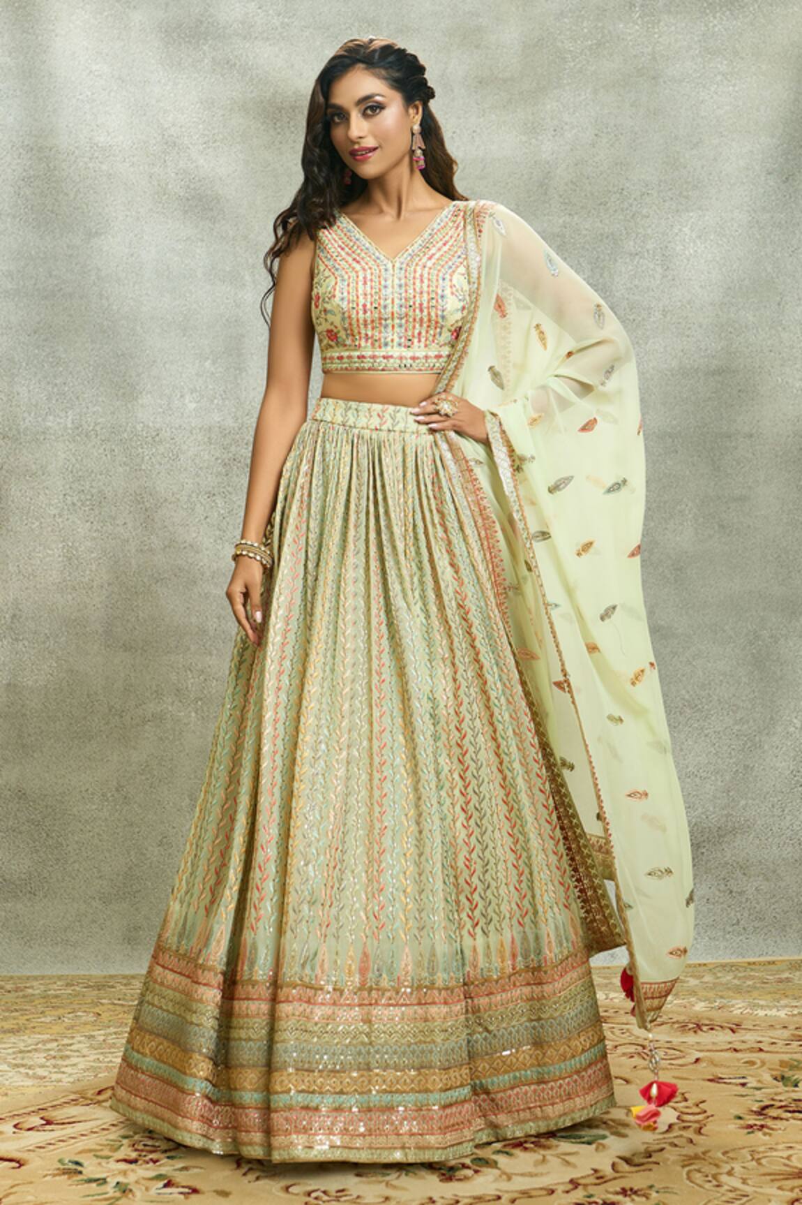 Alaya Advani Leaf Embroidered Lehenga Set