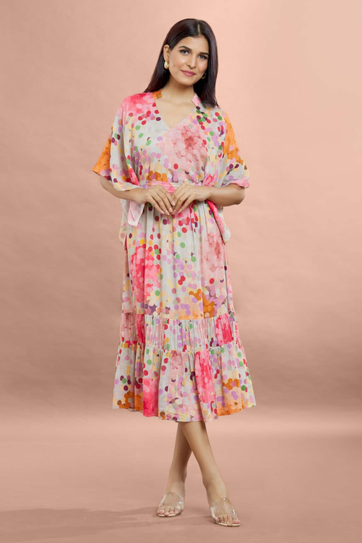 Whimscial by shica Dot Print Dress With Belt