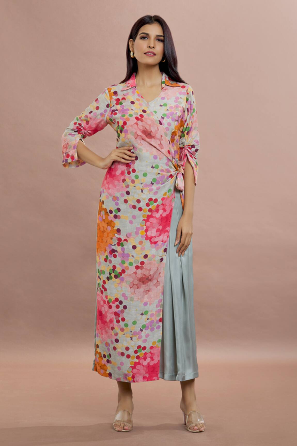 Whimsical By Shica Dot Print Side Drape Flap Jumpsuit