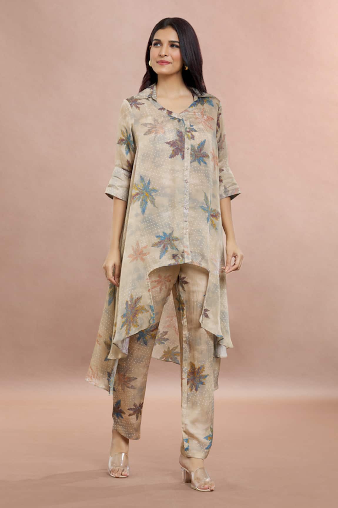 Whimsical By Shica Maple Dot Print Shirt Tunic & Pant Set