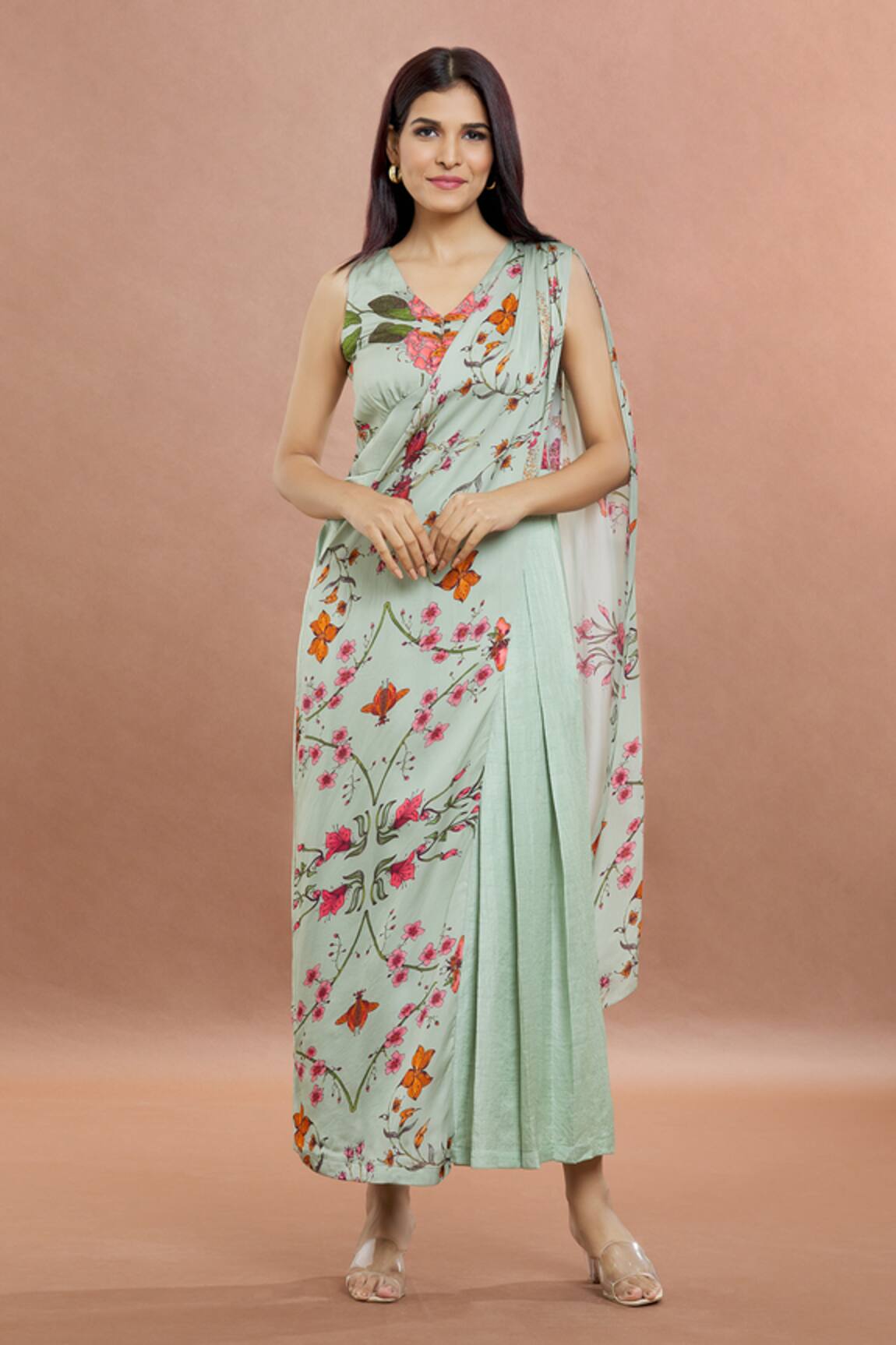 Whimscial by shica Bug Print Saree Draped Jumpsuit