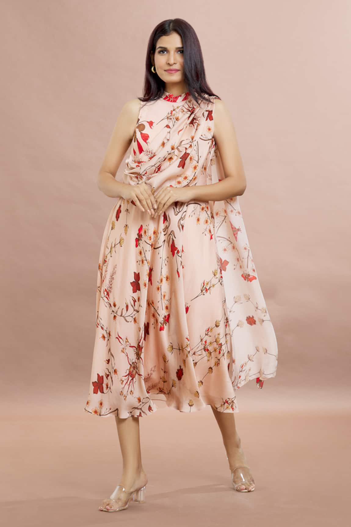 Whimsical By Shica Draped Floral Print Dress
