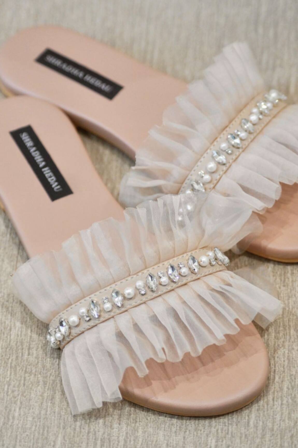 Shradha Hedau Footwear Couture Penelope Frill Lined Strap Flats 