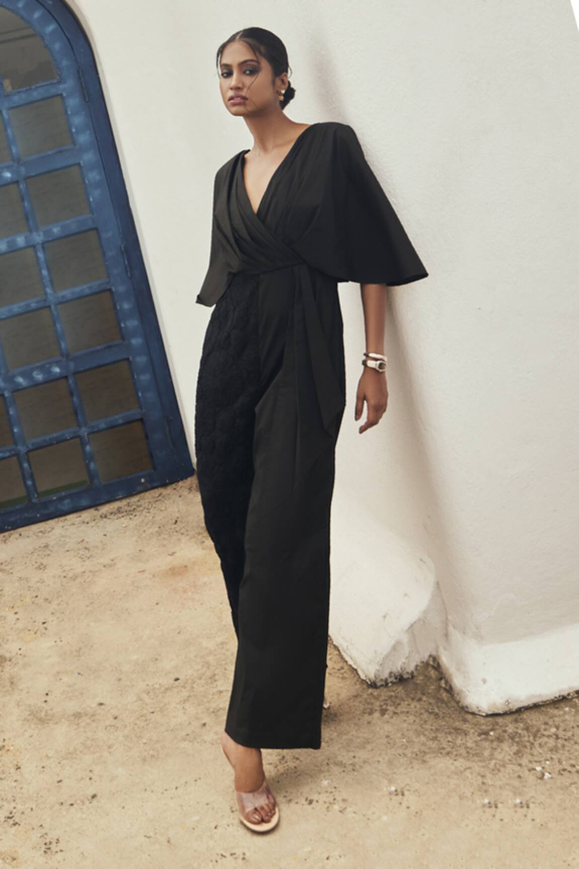 COUCHÉ BY ANANDINI Draped Embroidered Jumpsuit 