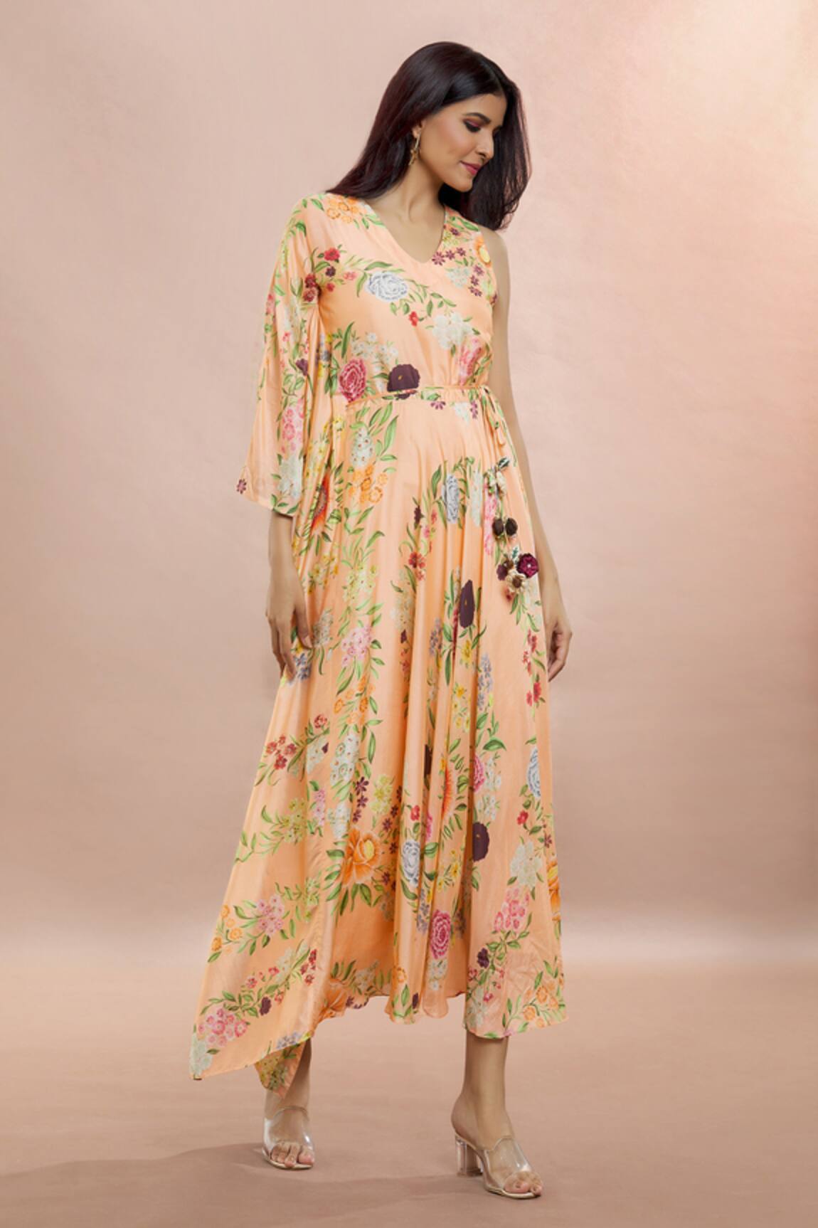Whimsical By Shica Floral Bouquet Print Kaftan Dress