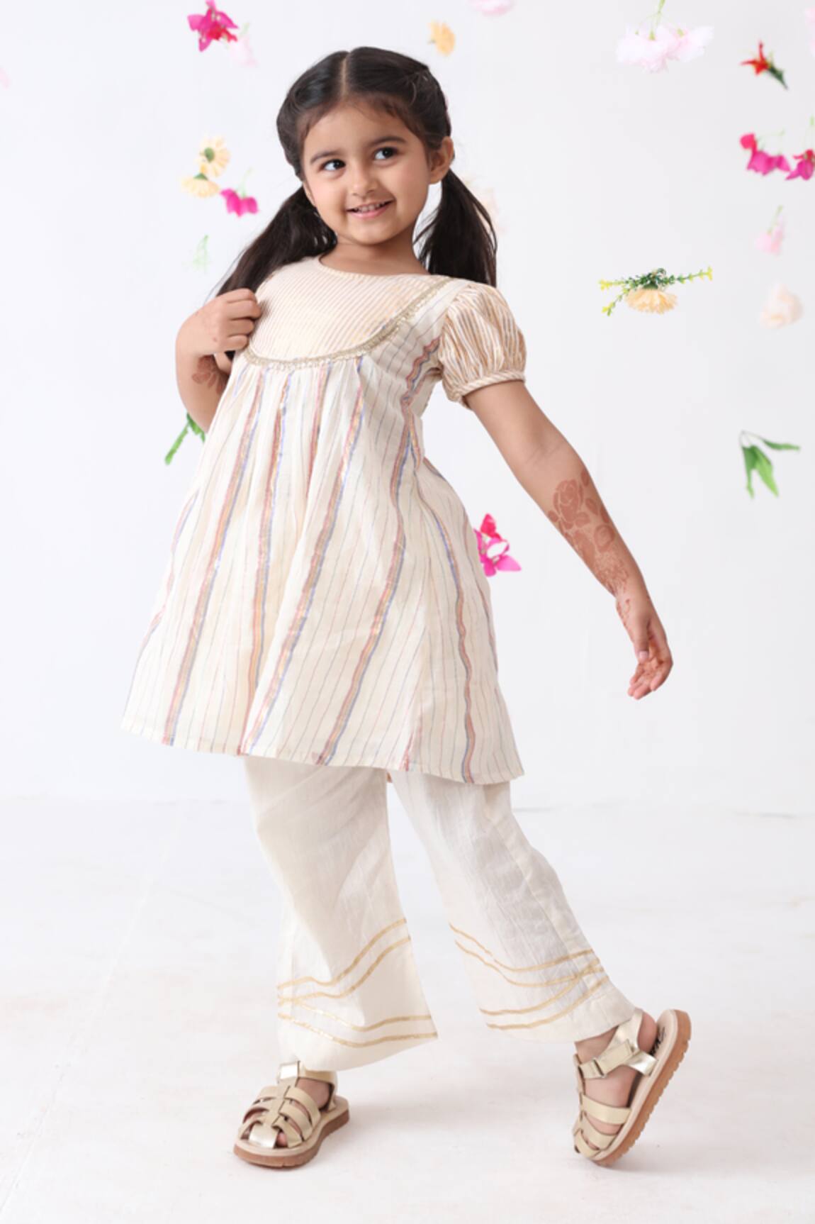 JILMIL DREAMWEAR Stripe Pattern Kurta & Palazzo Set 