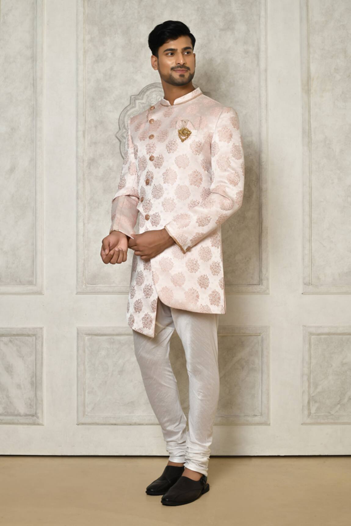 Aryavir Malhotra Floral Butti Pattern Sherwani With Churidar