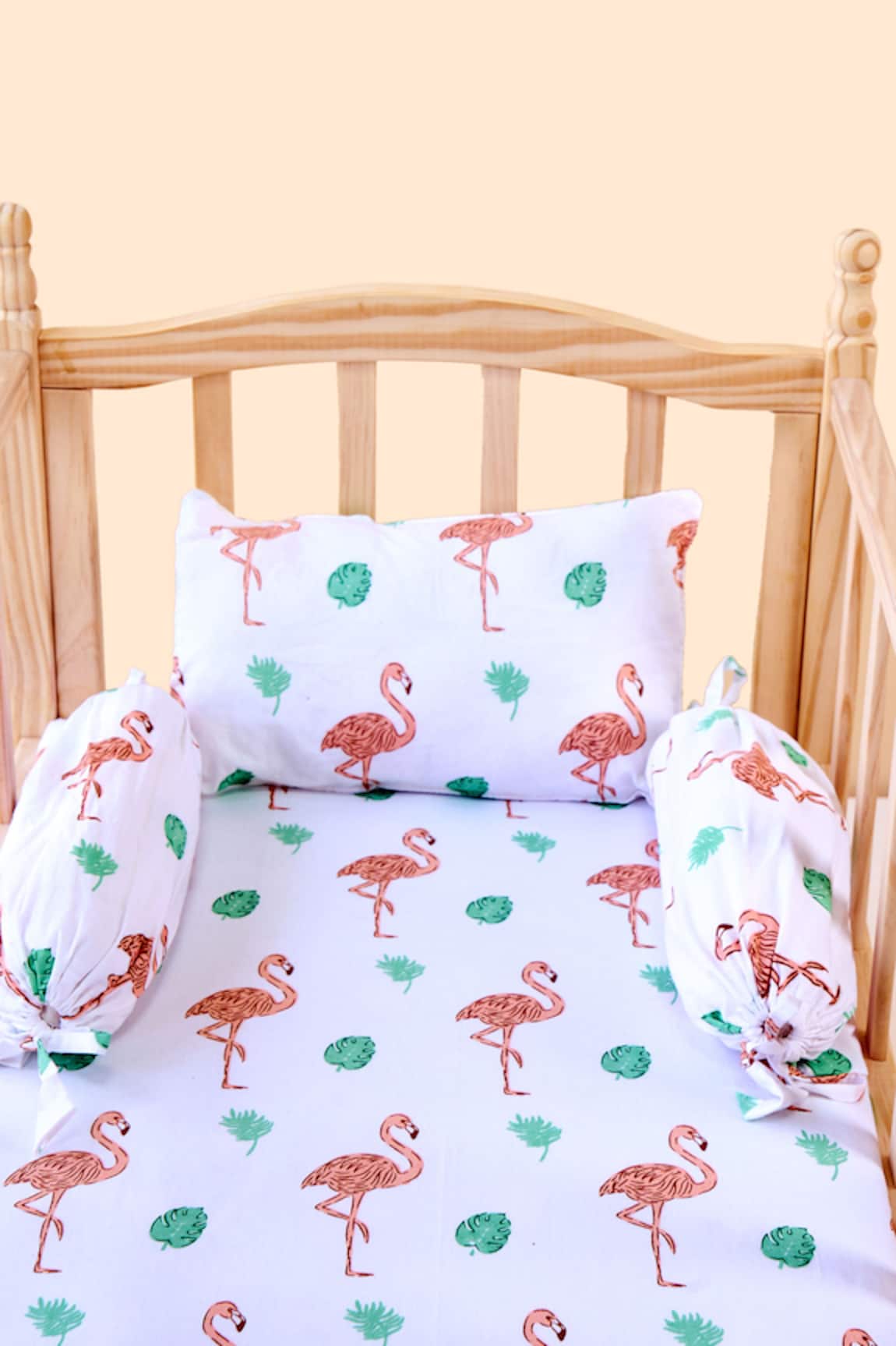 Jaipur Gate Flamingo & Leaves Print Baby Cot Set