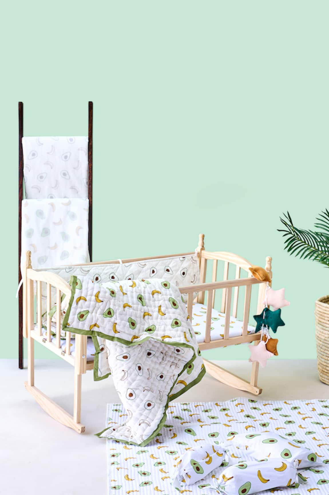 Jaipur Gate Avocado & Banana Print Baby Cot Set