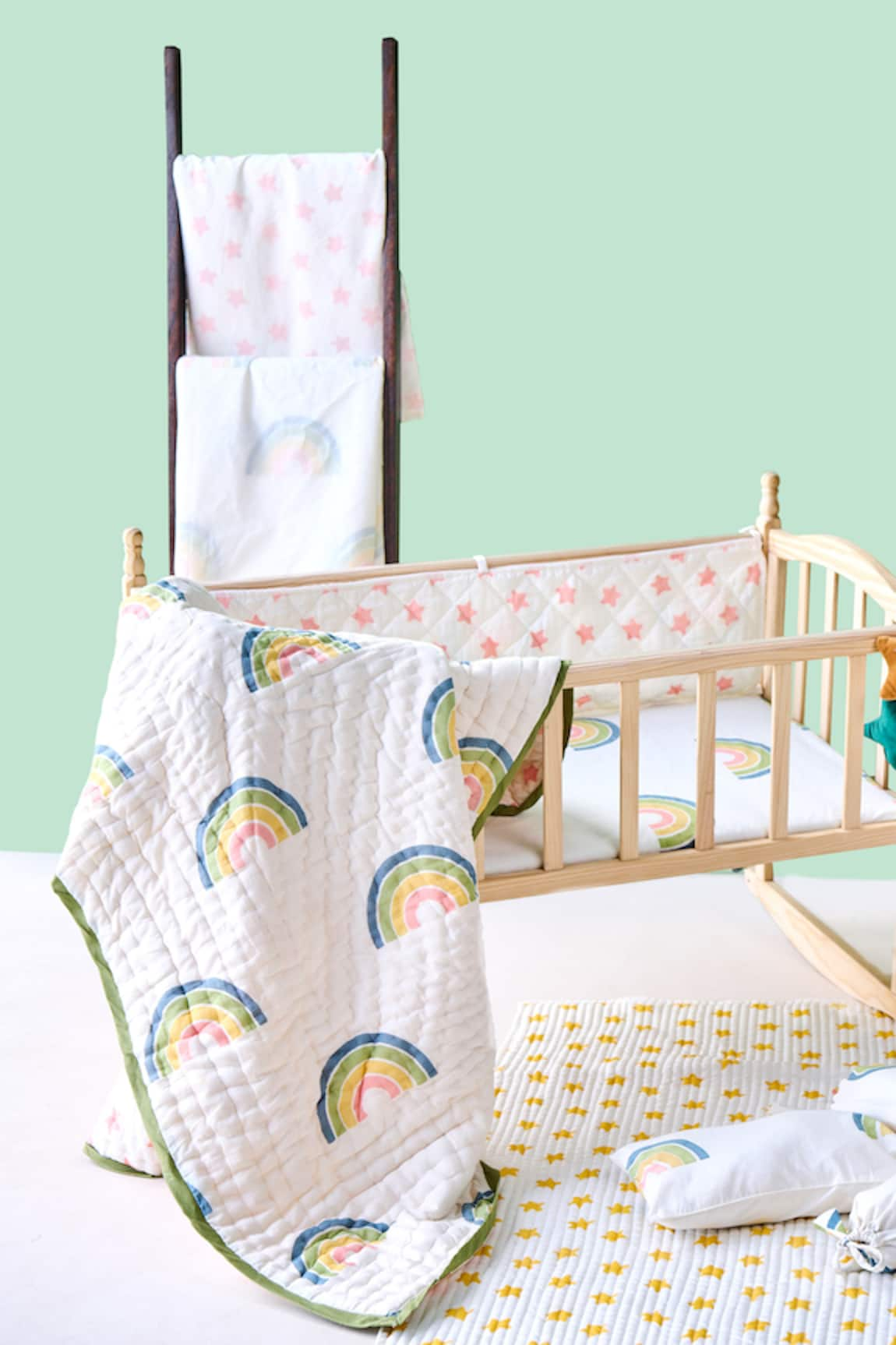 Jaipur Gate Rainbow Print Baby Cot Set