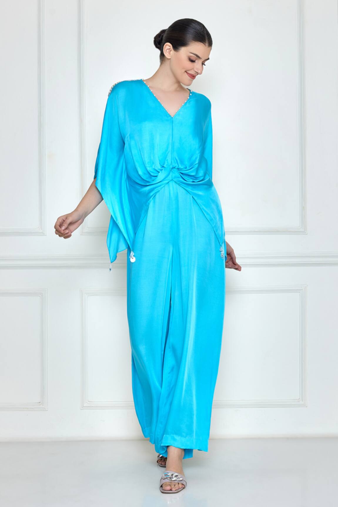 DILNAZ Vivid Taselled Kaftan With Jumpsuit