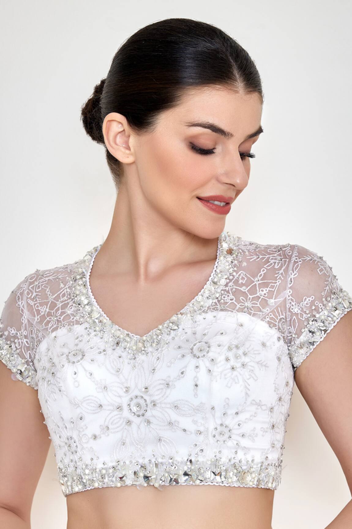 DILNAZ Snowflake Diamante Embellished Blouse