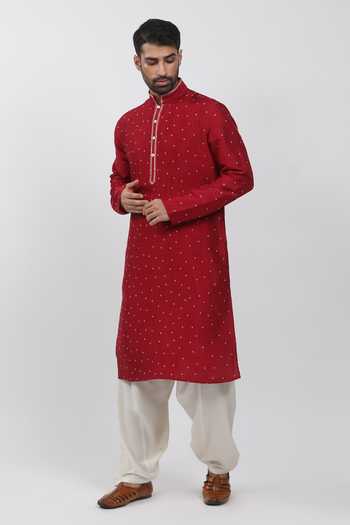 Krishna Mehta Polka Dots Pattern Kurta Set 