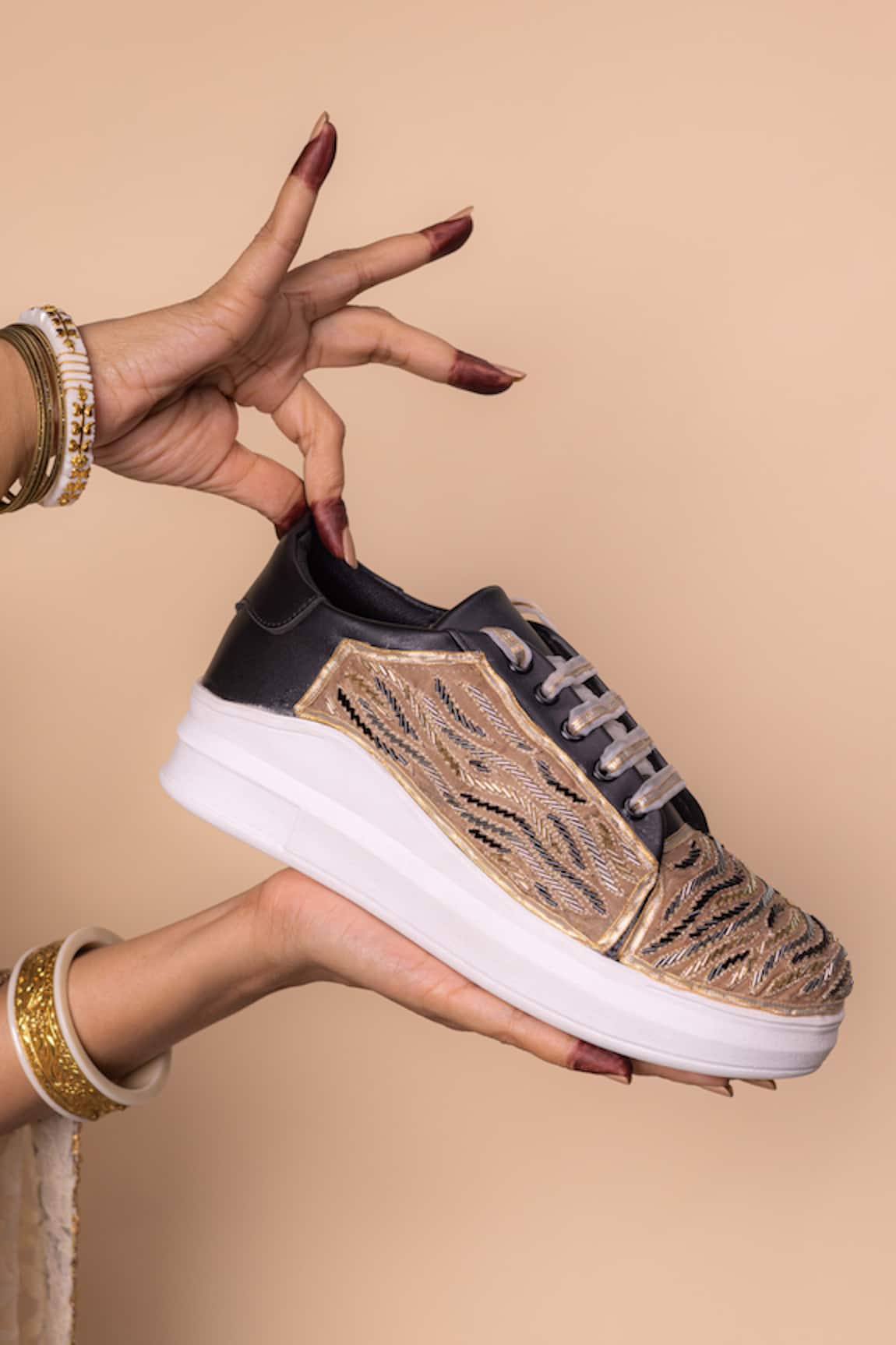 The Saree Sneakers Wave Zari Embroidered Sneakers