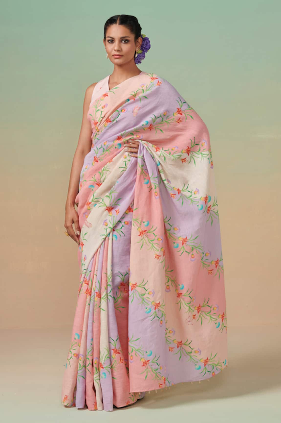 Dressfolk Casatta Dreams Linen Handwoven Saree