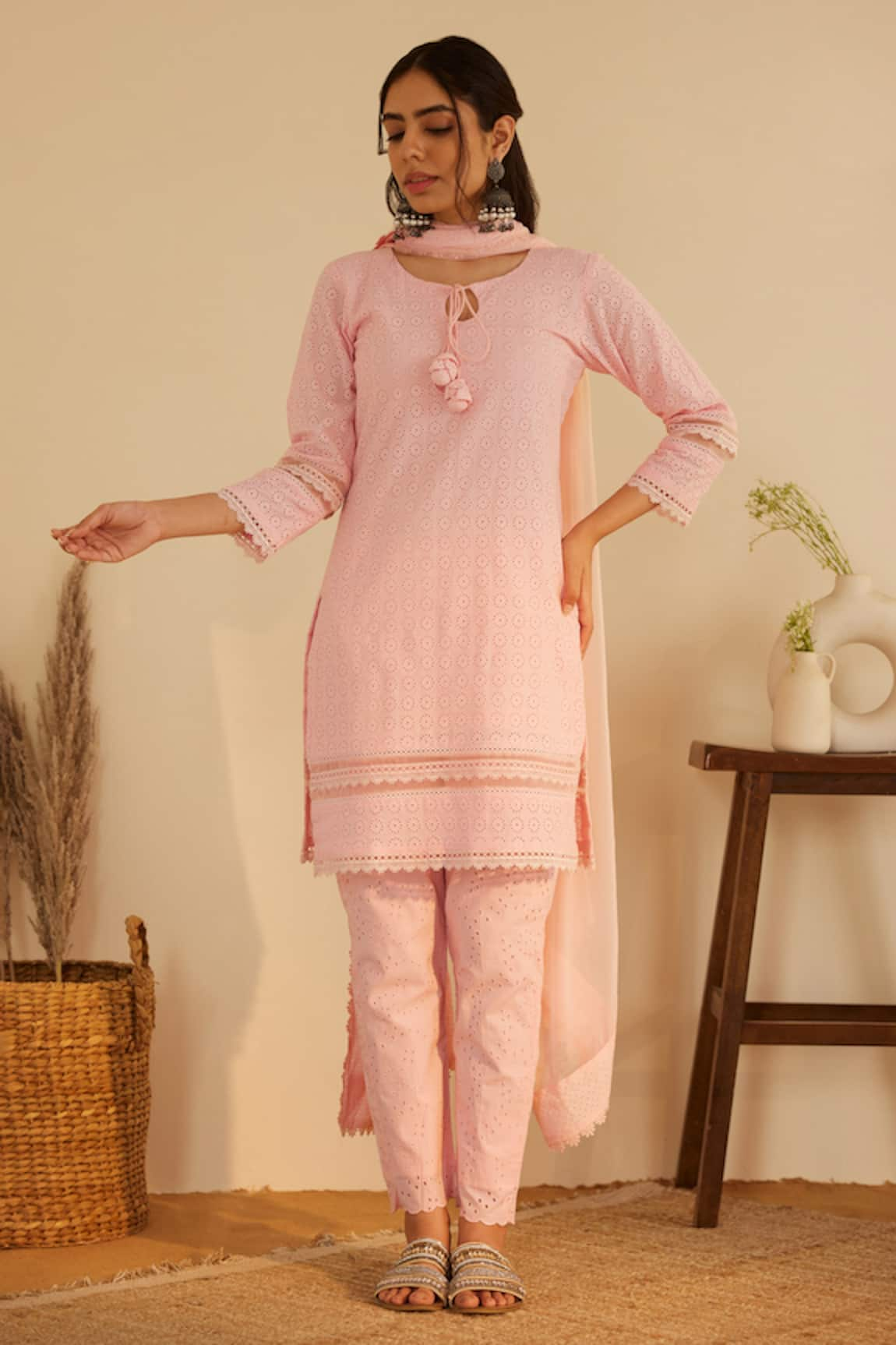 Shrutkirti Cotton Embroidered Kurta Pant Set