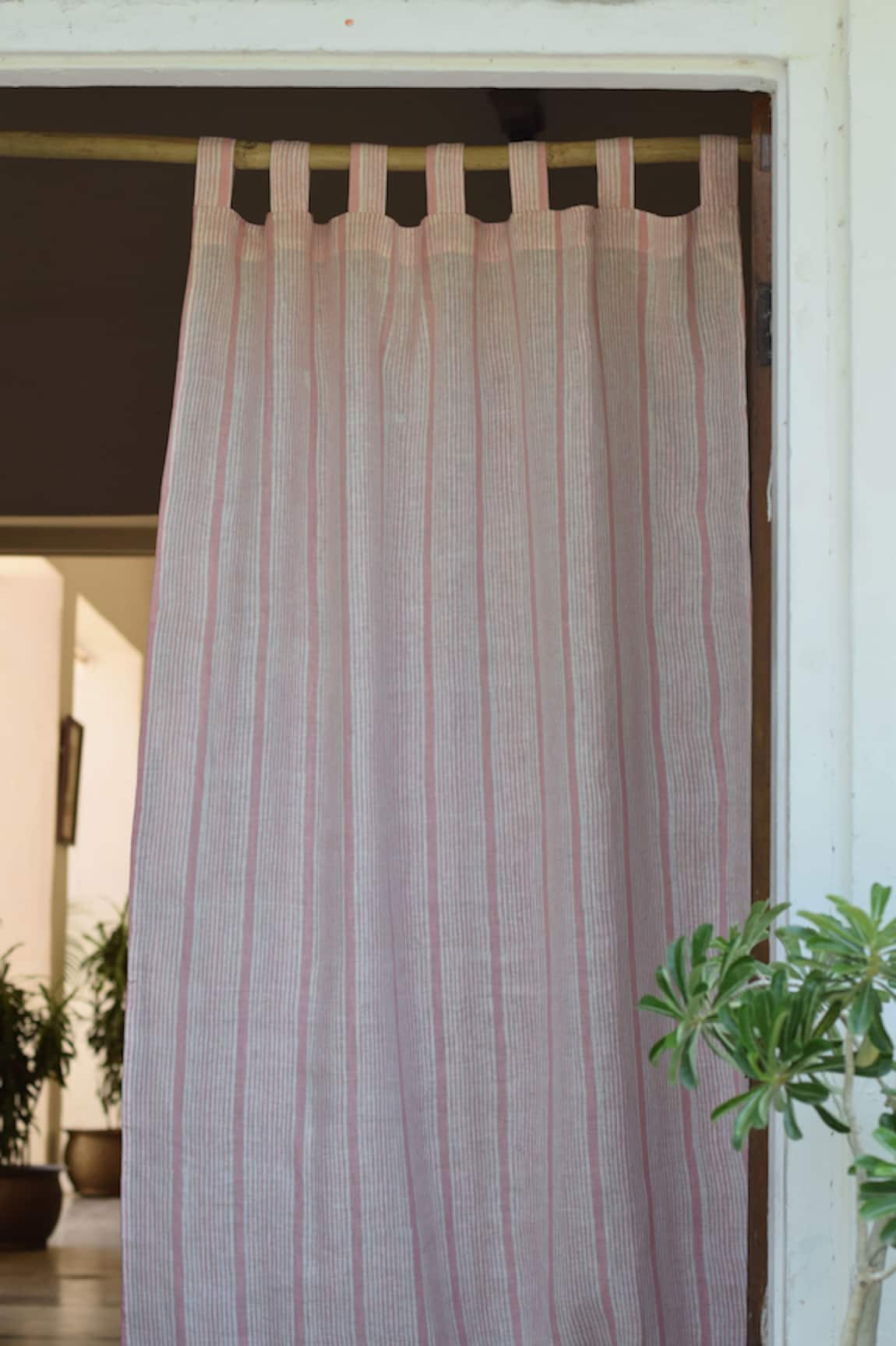 Taru Jaipur Gulabi Rekh Linen Curtain