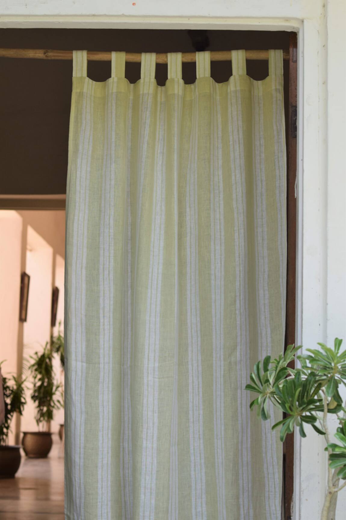 Taru Jaipur Hara Rekh Linen Curtain